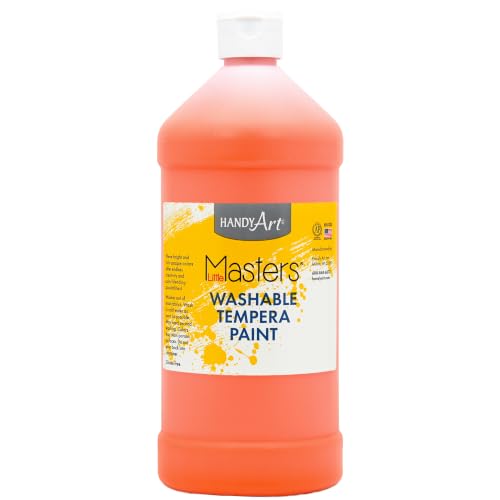 Handy Art Little Masters Washable Tempera Paint, Orange, 32 oz Bottle | Bright & Mixable, High Opacity, Washable Colors for Classroom, Students, Kids, Young Artists, Safe & Non-Toxic, Made in USA - color: Orange, size: 32 Fl Oz (Pack of 1)