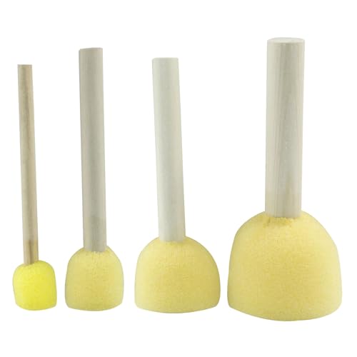 40 Pcs Round Sponge Brush Paint Set 4 Assorted Sizes Foam Sponge Wood Handle Paint Brush Set for Painting Crafts, DIY Painting Tools(4 Sizes) - style: 10 * 4Sizes