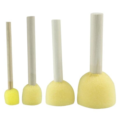 40 Pcs Round Sponge Brush Paint Set 4 Assorted Sizes Foam Sponge Wood Handle Paint Brush Set for Painting Crafts, DIY Painting Tools(4 Sizes) - style: 10 * 4Sizes