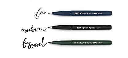 Pentel SESP15 Brush Sign Pen Pigment - Flexible Fibre Tip Marker - Black Pigment Ink - Calligraphy, Lettering & Illustration - Fine, Medium, Broad Point