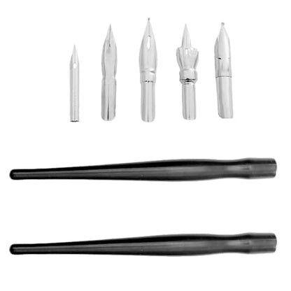 NUOBESTY 2 Sets Comic Dip Pens with Plastic Holders and Stainless Steel Nibs for Manga Drawing, Calligraphy, and Art Writing
