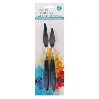 2 Pcs Stainless Steel Palette Knives Set - Flexible Blades Painting Pallet Knife for Oil Canvas Acrylic Paint Color Mixing