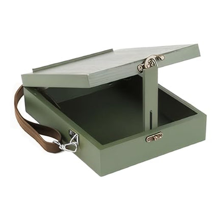 Art Easel Messenger Wood Box: Portable Travel Wooden Storage Box, Tabletop Painting Easel Art Case Bag for Painting, Drawing & Art Supplies, Sketching