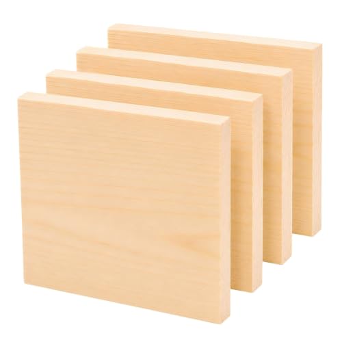 4 PCS Solid Pine Wood Blocks, 8 x 8 x 1 Inch One-Piece Unfinished Wood Panels for Wood Burning, Laser Engraving, Painting, DIY Signs, Home Decor and Craft Projects - size: 8x8x1 Inch