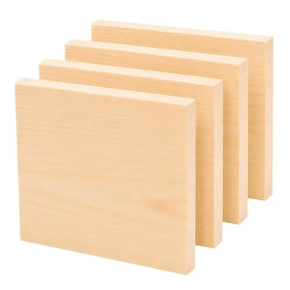 4 PCS Solid Pine Wood Blocks, 8 x 8 x 1 Inch One-Piece Unfinished Wood Panels for Wood Burning, Laser Engraving, Painting, DIY Signs, Home Decor and Craft Projects - size: 8x8x1 Inch