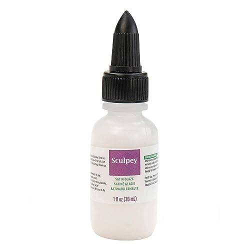 Sculpey Polyform Satin Glaze, Non Toxic, 1 fl oz. Bottle with Precise Flow Twist Cap. Will add a Satin Finish to Your Baked Polymer Oven-Bake Clay Creations! - size: 1-Ounce