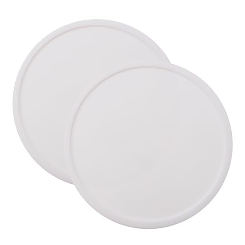 ONLYKXY 2pcs Silicone Round Bar Coaster Tea Coaster Modern Cup Drink Mat Plate Creative Rug Mug Pad for Table Countertop Desk Cold Hot Drink Beverage Coffee Tea Kitchen Home Decor (White) - color: White