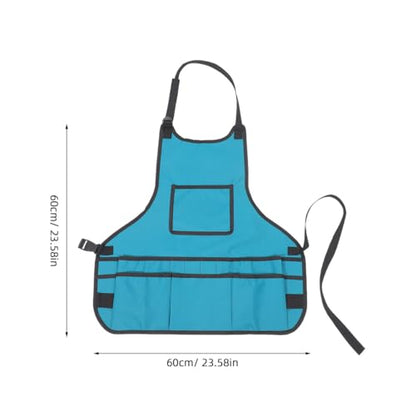ORFOFE Gardening Apron with Multi-pocket Tool Storage Sleeveless Work Apron for Men and Women Sky-blue Artist and Garden Toolkit Protector for Clean Clothes