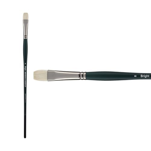 Creative Mark Imperial Professional Chungking Hog Bristle Brush - Bright # 8, Handmade Long Handle Oil Paint Brushes for Artists, Nickel-Plated Brass Ferrules, Stiff Yet Soft Natural Bristles - size: #8