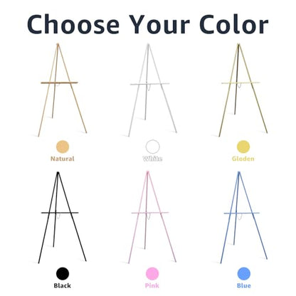NianFeng Wooden Easel Stand for Sign, Easel Display Stand Floor for Wedding Sign with Adjustable Tray, 63-Inch, Tripod A-Frame Poster Light Duty, Welcome, Art Show & Baby Shower (Pink) - color: Pink