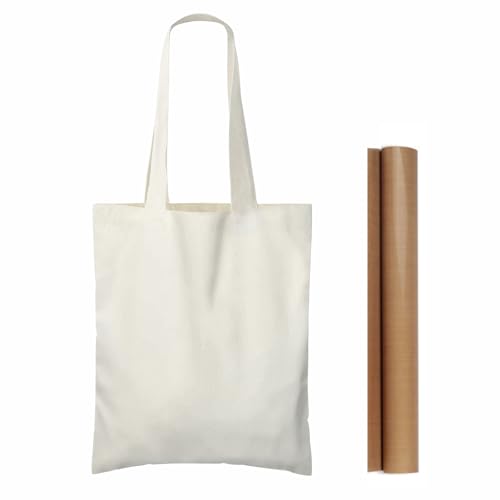 NPBAG 15 Pack 8.2'' X 10'' Mini Natural Cotton Tote Bags, Small Lightweight Blank Bulk Cloth Bags with 1pc of PTFE Teflon Sheet - Perfect for Parties Holidays - color: Natural, size: Mini