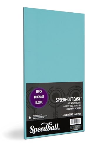 Speedball 4203 Speedy-Cut Easy Block Printing Carving Block – Soft Rubber-Like Material, Blue, 6 x 11 Inches - size: 6x11