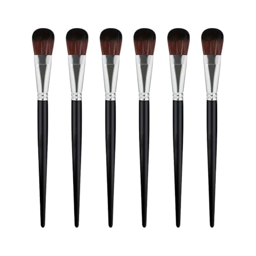 GSHLLO 6 Pcs Professional Watercolor Mop Brushes Blending Paint Brushes Acrylic Painting Oval Brush Wooden Handle Stencil Brush Artist Gouache Paint Brush Set for Beginners