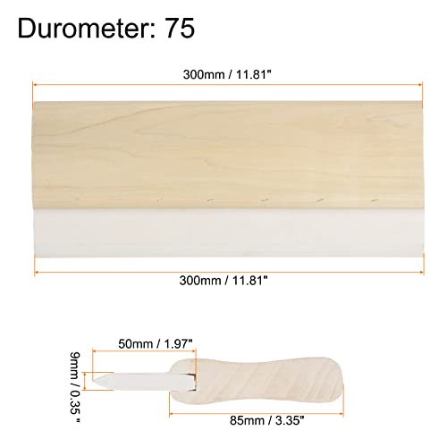 HARFINGTON Screen Printing Squeegee 12 Inch 75 Durometer Rubber Blade Wooden Handle Ink Scraper for Screen Printing Fabric Printmaking - size: 12 Inch