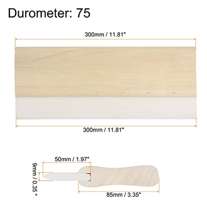HARFINGTON Screen Printing Squeegee 12 Inch 75 Durometer Rubber Blade Wooden Handle Ink Scraper for Screen Printing Fabric Printmaking - size: 12 Inch