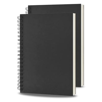 BoAn Spiral Notebooks Journal 8.5” x 11”, 2 Pack A4 Large Note Book for Women & Men, The Notebook for Work Note Taking Journals Sketch Book 76 Pages / 38 Sheets sketchbook Soft Cover Black Paper - size: 8.5" x 11"