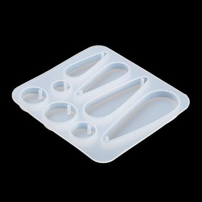 1PC Teardrop & Flat Round Pendant Silicone Molds Resin Epoxy Casting Molds for Earring Necklace Keychain Charms Pendants Jewelry Making DIY Gem Cabochon Craft Supplies White 69.5x75x6mm - color: White-12