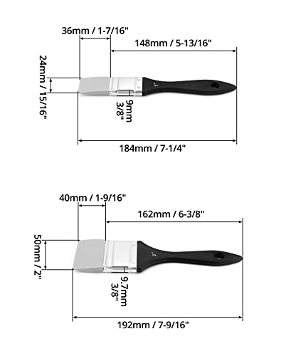 QWORK Paint Brush, Silicone Color Shaper Brush, 2 Pcs (1 inch,2 inch) Solid Flat Flexible Acrylic and Water Based Painting Tool for Move and Remove Acrylic Paints