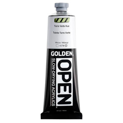 GOLDEN OPEN Slow-Drying Acrylics, Terre Verte Hue, 5 fl oz. tube, Professional Acrylic Paint, Transparent - color: Terre Verte Hue, size: 5 Fl Oz (Pack of 1)