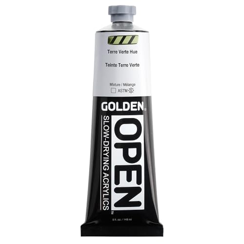 GOLDEN OPEN Slow-Drying Acrylics, Terre Verte Hue, 5 fl oz. tube, Professional Acrylic Paint, Transparent - color: Terre Verte Hue, size: 5 Fl Oz (Pack of 1)