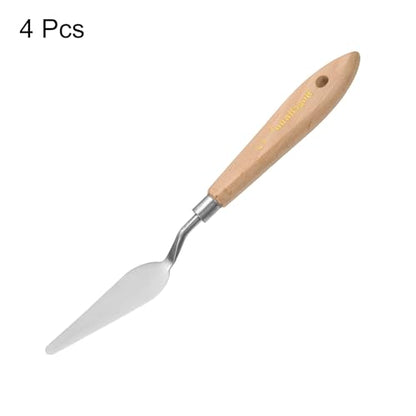 HARFINGTON 4pcs 12# Painting Palette Knife Pointy Stainless Steel Art Spatula Painting Pallet Knives Scrapers Tools with Plastic Handle for Acrylic Oil Canvas Mixing Spreading - size: 70mm x 24mm