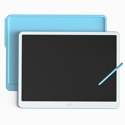 TEKFUN 20inch LCD Writing Tablet with Stylus, Erasable Doodle Board Mess Free Drawing Pad for Kids, Car Trip Educational Toys Birthday Christmas Gift for 3 4 5 6 7 Girls Boys（Blue） - color: Blue, size: 20 inch