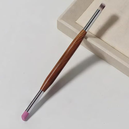 1 Piece Dual-Head Nail Art Tool - Pumice Stone Nail File, Cuticle Pusher, Nail Brush for Cleaning and Gradient Blending - color: Cuticle Pusher&Nail Brush