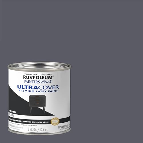 Rust-Oleum 1986730 Brush Painter's Touch Ultra-Cover Multi-Purpose Enamel Paint, 1/2 Pt Can, Gloss Dark Gray 8 Fl Oz (Pack of 1) - color: Gloss Dark Gray, size: 8 Fl Oz (Pack of 1)