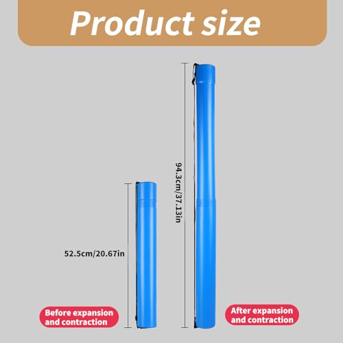 Telescoping Poster and Document Storage Tube, Extendable Carrying Case, Portable Art and Holder for Architect and Artist - color: Blue