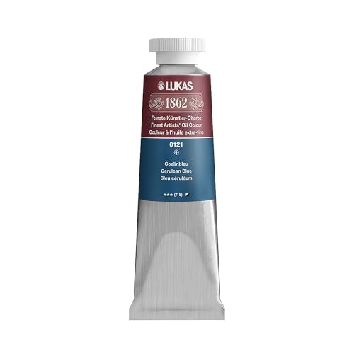 Lukas 1862 Professional German Oil Paint, Cerulean Blue 37 mL - w/Beeswax & Non-Yellowing Sunflower Oil, Short Drying Time, Smooth, Outstanding Lightfastness - color: Cerulean Blue, size: 1.25 Fl Oz (Pack of 1)
