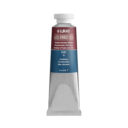 Lukas 1862 Professional German Oil Paint, Cerulean Blue 37 mL - w/Beeswax & Non-Yellowing Sunflower Oil, Short Drying Time, Smooth, Outstanding Lightfastness - color: Cerulean Blue, size: 1.25 Fl Oz (Pack of 1)