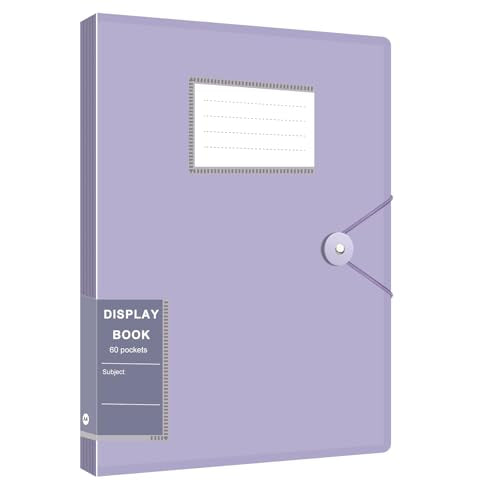 Art Portfolio Display Folder with 60 Clear Plastic Sleeves, 120 Pages Storage Binder for Office, Artwork, Drawing, Painting, Purple - color: Purple