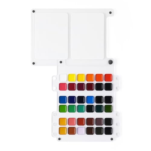 Fuumuui 36-Color Watercolor Paint Refill Set – Opaque Semi-Solid Pigments, Compatible with Travel Sketchbook, Ideal for Artists & Beginners Plein Air & Studio Sketching - style: Refill Paint-Large