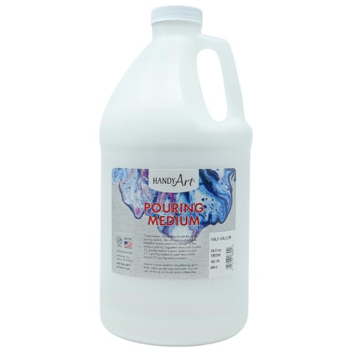 Handy Art Acrylic Pouring Medium, 64 oz Bottle, Clear Gloss Finish | High Flow Paint Pouring Medium with Smooth & Fluid Consistency, Economical Size, Certified Safe & AP Non-Toxic, Made in USA - color: Pouring Medium, size: 64 Fl Oz