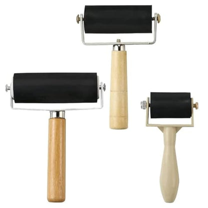 Alipis 3pcs Portable Rubber Brayers Set for Crafting, Small Manual Ink Rollers for Block Printing and DIY Art Projects