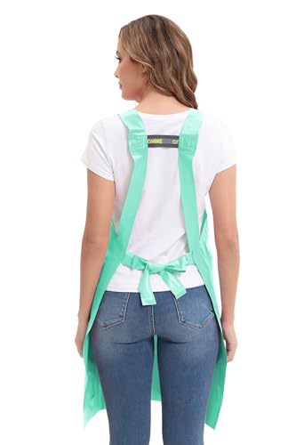 Nanxson TPU Waterproof Apron with Pocket Lightweight Work Aprons for Girls H Style for Dishwashing Pet grooming Gardening - color: Green