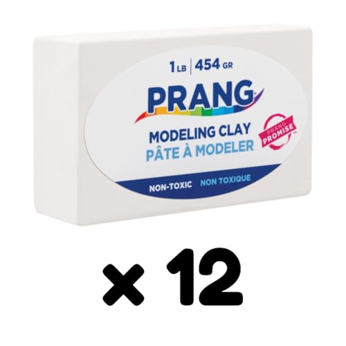 Prang Modeling Clay, White, 1 lb. Block, Case of 12 Blocks, 192 oz. Total | Pliable, Non-Hardening, Non-Staining, Easy Clean-Up, Perfect for Preschool and Elementary Aged Children - color: White, size: 1 lb. (Pack of 12)