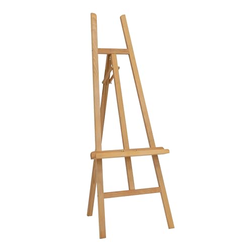 Studio Designs Museum Display Easel – Adjustable Solid Wood Stand for Painting, Sketching, Wedding & Event Signs, Posters, Photography, Home Decor – Foldable, Lightweight, 60–63” Natural Wood - color: Natural Wood