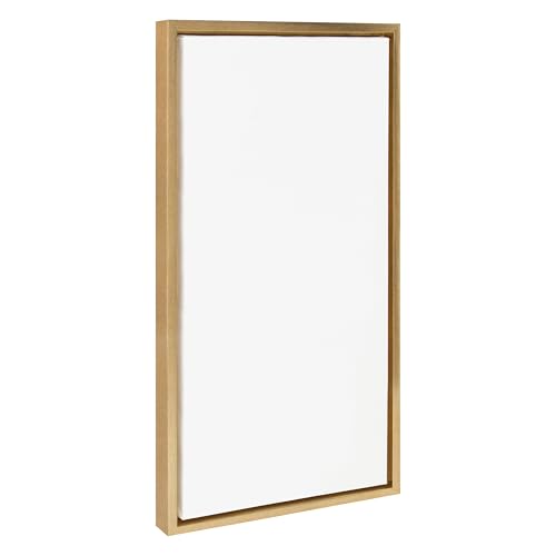 Kate and Laurel Sylvie Blank Framed Canvas Wall Art; 14x26.5 Bright Gold; Vintage Modern Empty Canvas for Paint-Your-Own Art; Ready to Paint Premium Canvas Already Framed - color: Sylvie Bright Gold