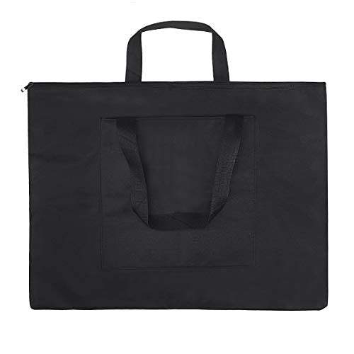 Starsouce Canvas Art Portfolio Carry Bag Multipurpose Zippered Artist Portfolios Case Tote Drawing Board Bag with Pocket for Transport Storage Painting Sketching Drawing Art Supplies, Black