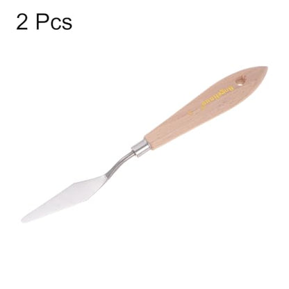 HARFINGTON 2pcs No.9 Painting Palette Knives Stainless Steel Pointy Spatula Pallet Knife with Beech Wood Handle for Oil Acrylic Paint Canvas Mixing Spreading