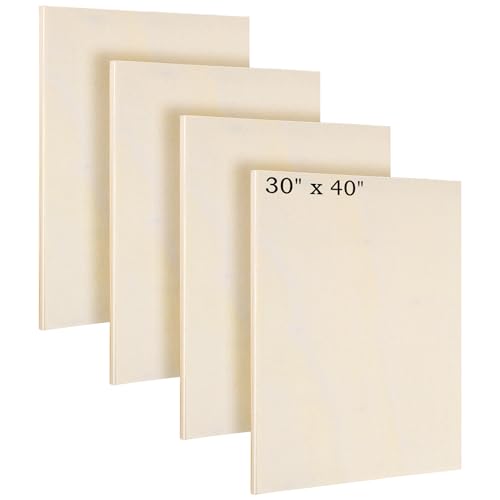Aodaer 4 Pack Wood Panels 30 x 40 Inch Wooden Panels Canvas Unfinished Craft Wood Boards Panel for Art Crafts Acrylic and Oil Painting Pouring DIY Projects - size: 30 x 40 Inch