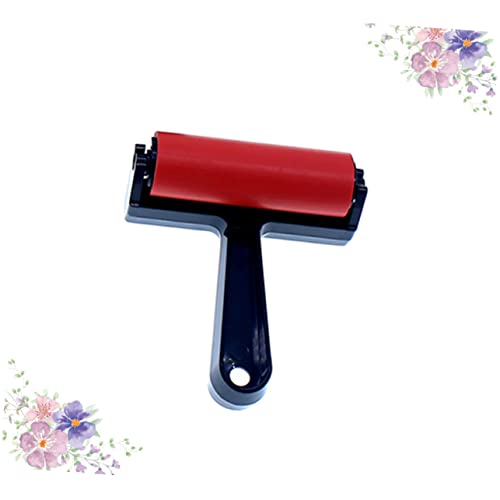 SEWACC Artist Rubber Roller Brush for Ink Painting 10cm Length Red for Scrapbooking Wall Art and Drawing Projects