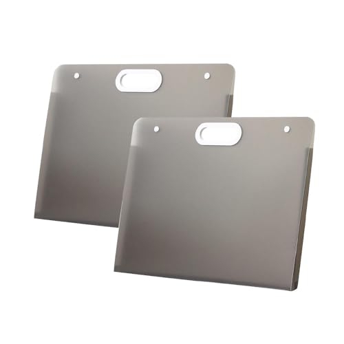 2pcs 13" x 11" Plastic Art Portfolio, Art Portfolio with Handles, Waterproof Portfolio Folder for Artwork, Arts Storage Case for Drawing Sketch Photography Poster (Grey) - color: Gray