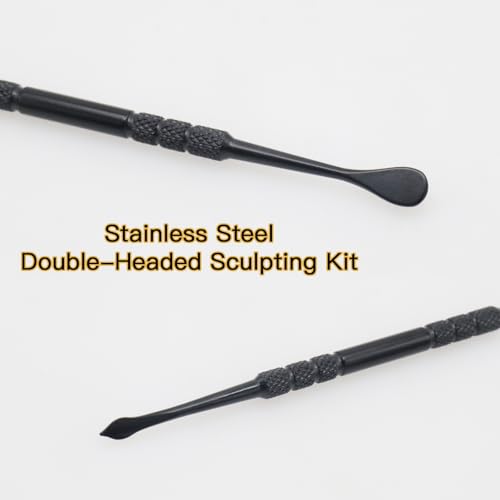 Joyangy 3PCS Wax Carving Tools, Stainless Steel Double-Headed Sculpting Kit, 4.6" Wax Modeling Engraving Spoons for Clay Pottery Molding Shaping, Black - size: 3 Pack(Black)