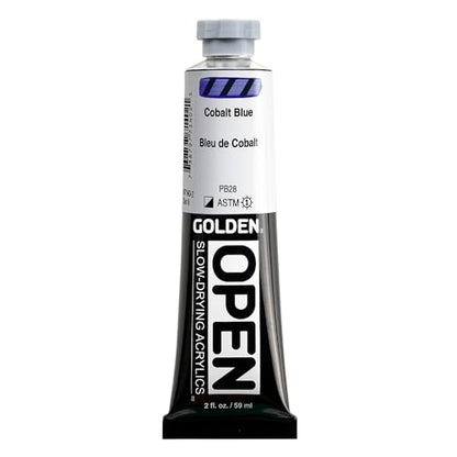 GOLDEN OPEN Slow-Drying Acrylics, Cobalt Blue, 2 fl oz. tube, Professional Acrylic Paint, Semi-Opaque - color: Cobalt Blue, size: 2 Fl Oz (Pack of 1)