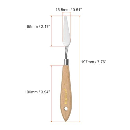HARFINGTON 4pcs 7# Painting Palette Knife Pointy Stainless Steel Art Spatula Painting Pallet Knives Scrapers Tools with Plastic Handle for Acrylic Oil Canvas Mixing Spreading - size: 55mm x 15.5mm