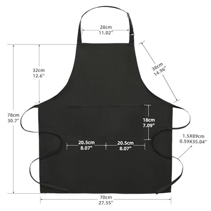 BOHARERS 2 Pack Cooking Kitchen Aprons with 2 pockets Unisex Adjustable Chef Apron for Women Men - color: A1-2 Pack Black