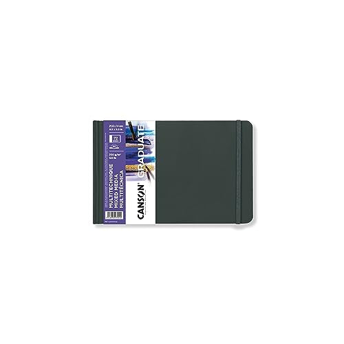 Canson Graduate Mixed Media Paper, Hard Cover Art Journal, 8.5x5.5 inches, 36 Sheets — Artist Paper for Collage, Watercolor, Ink, Pencil, Marker - color: White Paper, size: 8.5x5.5