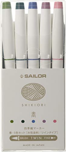 Sailor 25-5101-001 Fountain Pen, Water-Based Pen, Four Seasons Woven Marker, Spring, Set of 5 Colors - color: Spring